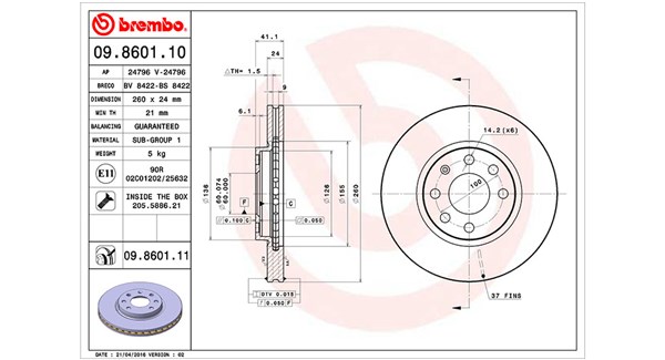 360406039500, Bremseskive, Brzdový kotouč, MAGNETI MARELLI, 569000, 9196050, 9127967, 95526646, 09.8601.10, 0986478730, 129604, 14.0722, 17148, 186759, 19509, 203637, 230604, 24.0124-0166.1, 24796, 430149000, 50360, 562196B, 562196J, 6041651, 6611.10, 800-604, 812024135, 92111100, AC2514D, BG3569, BS5219, BS-6260, BS8422, DDF1131