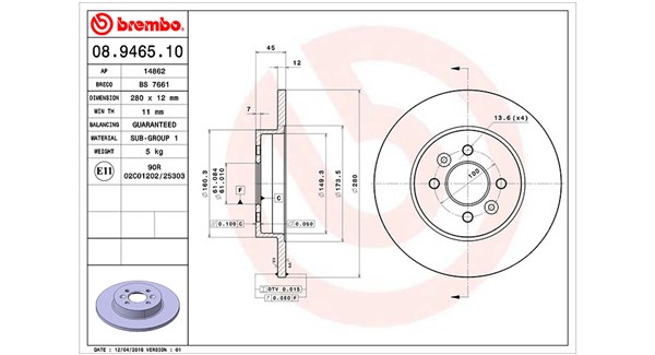 360406044100, Bremseskive, Brzdový kotouč, MAGNETI MARELLI, 77.01.207.227, 7701207227, 8200041558, 8671019318, 08.9465.10, 0986479195, 129585, 1.4033.5.4, 14862, 17448, 186786, 203941, 230585, 24.0112-0160.1, 37-1025, 470244020, 54812, 562201B, 562201J, 6046914, 61176.00, 800-585, 92181203, BDA2183.10, BG3992, BS7661, BS-7962, DDF1295, DF1143, DF29585