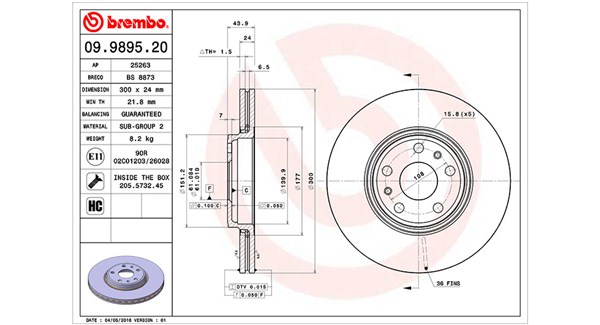 360406110200, Bremseskive, Brzdový kotouč, MAGNETI MARELLI, 7701208849, 0986479554, 09.9895.20, 2039101, 24012402241, 25263, 470243000, 55028, 92202803, BG4338C, BS8873, DDF2266, DF6449, DSK2635, MDC2653, 3139101, 424224, 470243020, DDF2266C