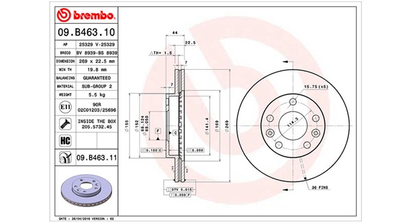 360406110300, Bremseskive, Brzdový kotouč, MAGNETI MARELLI, 4020600Q0M, 402061715R, 402066300R, 4020600Q1A, 8660002096, 0986479779, 0986479F65, 09.B463.10, 24012203081, 24012301191, 25329, 3139102, 470243920, 55726, 92272603, BDA2656.20, BG4455C, BS8939, DDF2078C, DF6200, MDC2657, 09.B463.11, 422308, 470243952, 986479779, 423119