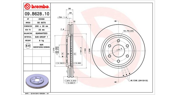 360406126100, Bremseskive, Brzdový kotouč, MAGNETI MARELLI, 40206EB300, 40206EB30A, 0986479356, 09.B628.10, 200253020, 202275, 24012802411, 25368, 54996, 92199603, BDR2375.20, BG4205, BS8978, DDF1761C, DF6416, DSK2707, MDC2163, 09B62810, 312275, 428241