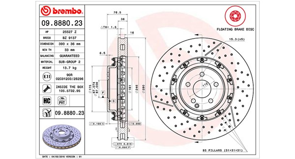 Bremseskive - 360406128403 MAGNETI MARELLI - 2204212612, A2204212612, 09.8880.23