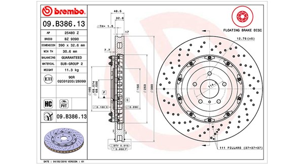 Bremseskive - 360406129803 MAGNETI MARELLI - 40206KB50A, 40206KJ10A, 09.B386.13