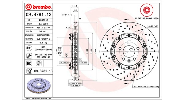 Bremseskive - 360406129903 MAGNETI MARELLI - 13370436, 569088, 09.B781.13