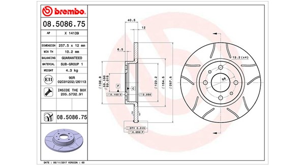 360406021805, Bremseskive, Brzdový kotouč, MAGNETI MARELLI, 46554302, 51859075, 60802029, 46820655, 51866265, 60808872, 71772241, 71770935, 7545556, 7663466, 7645055, 7645556, 92498609, 08.5086.75, 0986478343, 14139E, 15858, 186154, 202365, 230179, 230235720, 24011201271, 50910, 561469B, 561469J, 92041500, BG2411, BS7377, DDF141, DF1747
