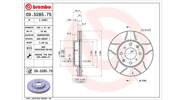 360406027505, Bremseskive, Brzdový kotouč, MAGNETI MARELLI, 45251SH0A00, 45251SH1A00, 45251SH3A00, 45251SH3A10, 45251SR3A00, 45251SR3A01, 45251SR3A10, 45251SR3A10A, 0832259, 09.5285.75, 0986478115, 16117, 186433, 202615, 230343, 24012101041, 24281, 280315400, 31029, 51116, 561630B, 561630J, 92077800, 96147, BD125006, BG2673, BR31029, BS7996, CW21104, DDF447
