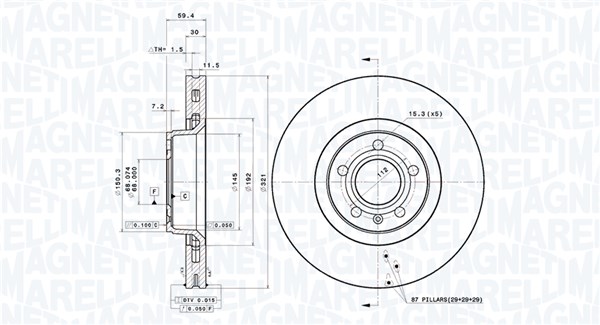 360406002401, Bremseskive, Brzdový kotouč, MAGNETI MARELLI, 4E0615301AD, 4F0615301E, 0833203, 0986479300, 09.9534.10, 100.3318.00, 1155211098, 129916, 14.0831, 142.1128, 17624, 197199, 2047100, 23-0916, 24.0130-0175.1, 24930E, 26647, 3085901, 32926647, 34305, 54323, 562265B, 562265J, 6043585, 6807.10, 800-916, 92132300, 980466, A1019V, BD180099