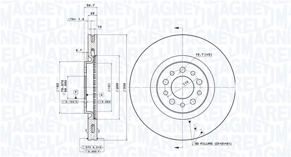360406011501, Bremseskive, Brzdový kotouč, MAGNETI MARELLI, 2AMV9884AC, 51731346, 51760622, 0986479290, 09.9365.11, 110221700, 17594, 197130, 201023, 230906C, 24012801911, 24995, 54451, 562300B, 562300J, 92145100, BG3993, BS8616, DDF1453, DF4478S, DI956462, DSK2429, MDC1740, 0986479324, 09936511, 110221720, 1815201022, 311023, 92145103, DDF1453C