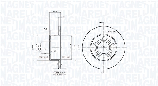Bremseskive - 360406012601 MAGNETI MARELLI - 4A0615301A, 4A0615601A, L4A0615601A