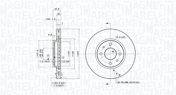 360406029401, Bremseskive, Brzdový kotouč, MAGNETI MARELLI, 0000051896288, 1606321980, 46401356, 1618879780, 46831041, 51896287, 424973, 424974, 46542383, 51896288, 52015293, 4249E5, 71739640, 4249L2, 5154237AA, 52063172, 59064264, 0833553, 09.5843.11, 0986478639, 16422, 186590, 202336, 230236520, 230407, 24012201971, 24032201971, 24584, 51811, 562178B
