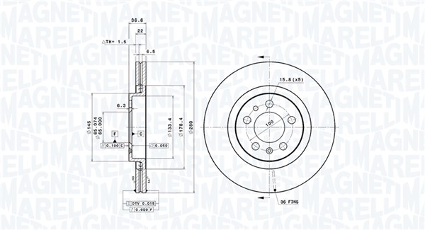 360406049501, Bremseskive, Brzdový kotouč, MAGNETI MARELLI, 1J0615301E, 1J0615301M, 1J0615301P, 5Z0615301D, JZW615301, 0832750, 09.7012.11, 0986478852, 0986479R68, 100123420, 16881, 186604, 204759, 230391, 24012201501, 24691E, 34143, 53954, 562039B, 562039J, 92082300, 96778, BD125740, BG3036C, BR34143, BS8280, CW22150, DDF928, DF2804, DI955638