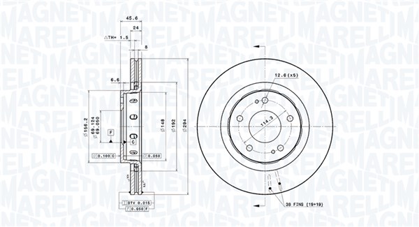 360406077101, Bremseskive, Brzdový kotouč, MAGNETI MARELLI, 1606375780, 4615A006, 1611429880, 4615A113, 424958, 424959, 4615A179, 4249F3, 46515A189, MR128659, MR205215, MR307376, 0833162, 0986479372, 09.A738.10, 203043, 24012402151, 31401, 440312220, 54352, 92135203, 980352, BD126331, BDR2087.20, BG4038, BR900590, DDF1642, DF6174, DSK2297, 09.A738.11