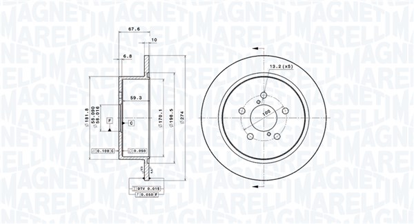 360406097901, Bremseskive, Brzdový kotouč, MAGNETI MARELLI, 26700AG000, 26700AG001, 08.A605.11, 0986479A82, 0986AB6492, 204416, 24011007281, 54678, 92167800, BDR2470.10, BG4129, DDF1903C, DF6290, DSK2698, MDC2036, 314416, 410728, DF7396