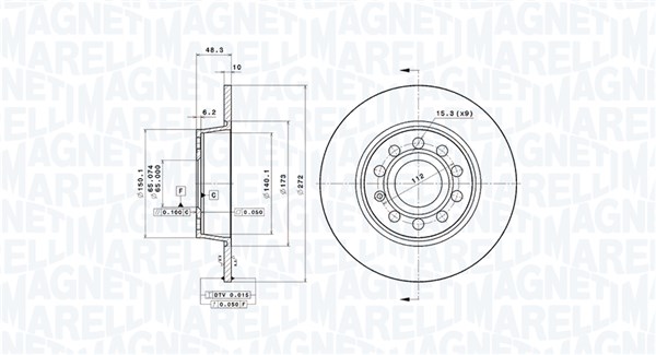 360406107801, Bremseskive, Brzdový kotouč, MAGNETI MARELLI, 1K0615601AA, 5QD615601A, L5QD615601A, 561615601, 5N0615301, 561615601A, 5Q0615601D, 5QM615601C, 08.B413.11, 0986479677, 0986479C20, 15012, 2047137, 24011003561, 24031003561, 34431, 55249, 600324120, 92224903, 980798, BD180424, BG4324C, BR900930, BS6004, DDF1895, DF7911, DSK2855, MDC2205C, 3147137, 410356