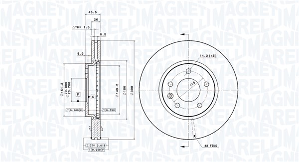 360406108701, Bremseskive, Brzdový kotouč, MAGNETI MARELLI, 13502051, 13502052, 13503988, 23118060, 23118275, 569070, 95527031, 569076, 569082, 569098, 0986479644, 09.B356.11, 205015, 24012601661, 24032601661, 25321, 430262320, 55056, 92205605, BG4278, BS8931, DDF1870, DF7923, DSK2754, 315015, 426166, 430262352, DDF1870C, MDC2133, 526166