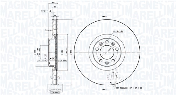 360406109901, Bremseskive, Brzdový kotouč, MAGNETI MARELLI, 1611840980, 424988, YL00204580, 1618864280, 0986479092, 09.A558.11, 203745, 24013002271, 25259, 440313020, 55560, 92256003, BG9151C, BS8869, DDF2234C, DF6427S, DSK3058, MDC2543, 09A55811, 313745, 430227