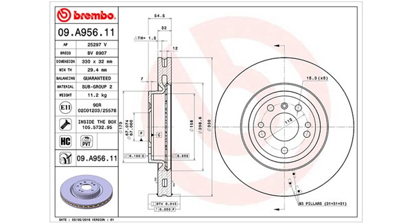 360406122001, Bremseskive, Brzdový kotouč, MAGNETI MARELLI, 1664210012, A1664211300, 1664210612, 1664211300, A1664210012, A1664210612, 0986479D08, 09.A956.11, 24013201781, 25297V, 3133140, 400368320, 55604HC, 92260405, 981000, BDR2696.20, BG9148C, BR901354, BV8907, DDF2203C, DDF2203C1, DF6833S, DSK3196, MDC2780C, 09A95611, 400368352, 432178