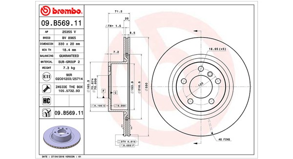 360406122901, Bremseskive, Brzdový kotouč, MAGNETI MARELLI, 34206790362, 34206868936, 34206886482, 0833597, 0986479727, 09.B569.11, 150349520, 2015105, 24012002341, 24032002341, 25355V, 55563, 92256303, 980924, BD180508, BG4644C, BR901052, BV8965, DDF2038C, DF6352S, DSK2969, MDC2532, 09B56911, 3115105, 420234, SP20234, 520234