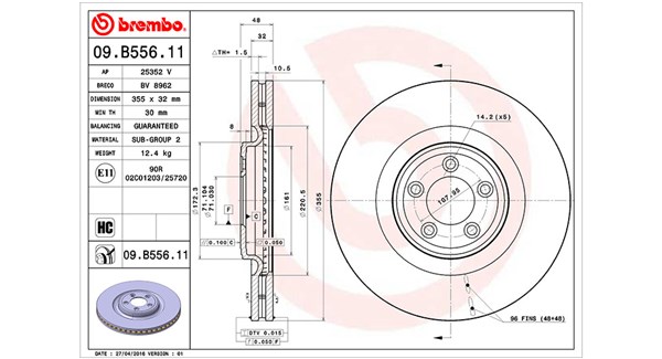360406127101, Bremseskive, Brzdový kotouč, MAGNETI MARELLI, C2C25337, C2D61074, T2R5939, 0833430, 0986479754, 09.B556.11, 25352V, 290226420, 311225, 34384, 54863, 92186305, 980646, BD180372, BDR2677.20, BG9071C, BR901142, BV8962, DDF2107C, DDF2107C1, DF6146S, DSK2623, MDC2111, 290226452, 54863HC, MDC2111C