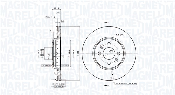 360406145601, Bremseskive, Brzdový kotouč, MAGNETI MARELLI, 402060540R, 402065719R, 402068053R, 402069518R, 7700426389, 7701205086, 0986478590, 0986479A85, 09.A727.31, 203919, 24012402531, 25496, 470241220, 55546, 92113900, BG4536C, BS9106, DDF1124, DDF2350C, DF4110, MDC2515C, 0986479R67, 203997, 424253, 470241252, 92254603, 313919, 470245020, 313997, 470245052