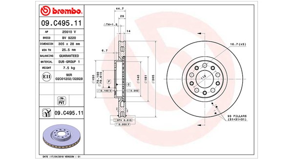Bremseskive - 360406156001 MAGNETI MARELLI - 50532930, 0986479D98, 09.C495.11