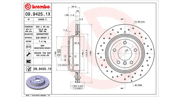 360406003902, Bremseskive, Brzdový kotouč, MAGNETI MARELLI, 34216753215, 34216772085, 34216778965, 34216864061, 0833055, 0986479056, 09.9425.1X, 150340520, 17533, 197084, 201561, 230815C, 24012001831, 24032001831, 24926V, 34278, 54227, 562319B, 562319J, 92122700, 980379, BD126522, BG3872, BR900734, BV8545, DDF1260, DF4360, DI956262, MDC1660C, 0986AB6409