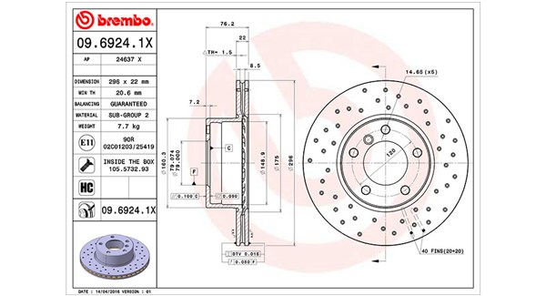 360406016302, Bremseskive, Brzdový kotouč, MAGNETI MARELLI, 34111163013, 34111163081, 34111164839, 34116767061, 0832706, 09.6924.1X, 0986478848, 0986479R72, 150128420, 16332, 186697, 201536, 230396C, 24012201591, 24637V, 34161, 50439, 562035B, 562035J, 92075000, 96801, BD125575, BG3043, BR34161, BV8256, CW22159, DDF834, DF2769, MDC989, 09692475