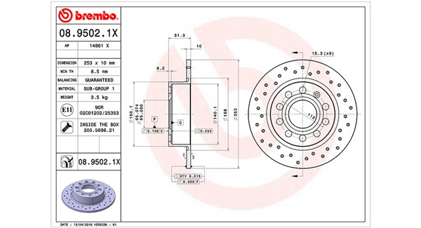 360406050702, Bremseskive, Brzdový kotouč, MAGNETI MARELLI, 1K0615601AB, 5QD615601, 1K0615601K, 5C0615601, 5Q0615601F, 5C0615601A, 08.9502.1X, 0986479099, 14861, 17520, 186857, 204789, 230724, 24011002771, 54209, 562236B, 562236J, 600323420, 92120900, 980874, BD180522, BG3834C, BR901124, BS7660, DDF1224, DF4276, DI956255, MDC1640C, 08950211, 18152047133