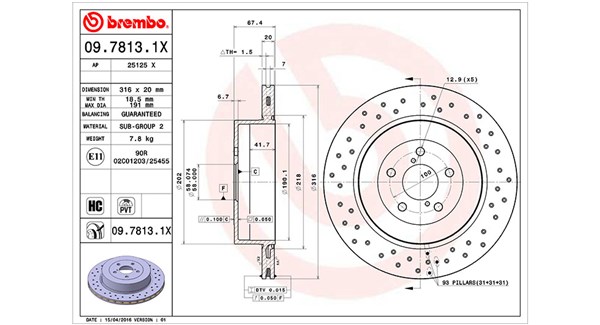 360406067002, Bremseskive, Brzdový kotouč, MAGNETI MARELLI, 26700FE000, 0833327, 09.7813.1X, 17657, 204423, 25125V, 31397, 530246120, 54737, 92173703, 980348, BD126216, BG3819, BV8734, DDF1750, DDF1750C1, DF6000S, DI956319, DSK2372, MDC1880, DDF1750C
