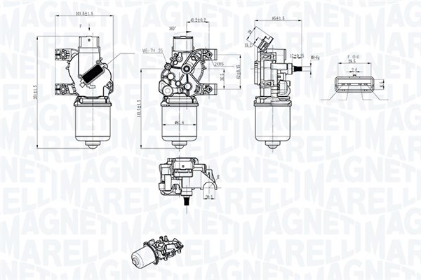 064043803010, Vindusviskermotor, Motor stěračů, MAGNETI MARELLI, 7701061590, 105688, 2190542, 27199, 460049, 579738, 60105688, 60333270, BWM1004, CWM15100AS, V46070002, WPM9011, 460049A, CWM15100GS, V46-07-0002
