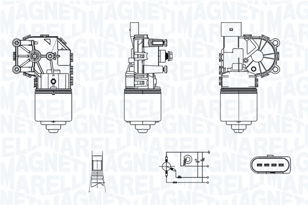 064350005010, Vindusviskermotor, Motor stěračů, MAGNETI MARELLI, 1514060, 1698869, 8A61-17B571-AA, 8A61-17B571-AB, 27061, 460213, 69160A2, 460213A