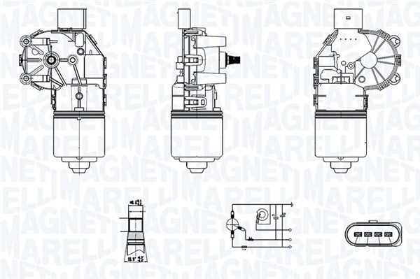 064350006010, Vindusviskermotor, Motor stěračů, MAGNETI MARELLI, 1329835, 1704578, 4M51-17508-AA, 4M51-17508-AB, 27062, 460214, 69260, 460214A