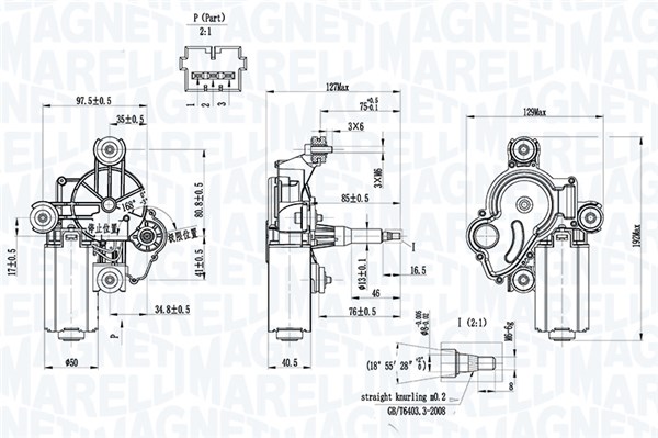 064342011010, Vindusviskermotor, Motor stěračů, MAGNETI MARELLI, 1554048, 1671595, 9S51-17K441-AA, 9S51-17K441-AB, 460267, 69200, CWM30334GS, 460267A