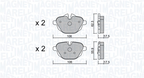 363916060910, Bremsekloss sett, Sada brzdových destiček, kotoučová brzda, MAGNETI MARELLI, 34206877648, 34206879857, 34212449288, 34212456869, 34212456870, 34212788284, 34216788284, 34216796741, 34216798193, 34216862202, 34216870558, 34216870565, 34216885451, 34216885452, 34216892641, 34218847062, 05P1618, 0986494432, 1027, 1050257, 12-1449, 13.0460-2760.2, 1421.00, 182004, 19-2900, 20116029, 201211, 21421.00, 22-0920-0, 221545