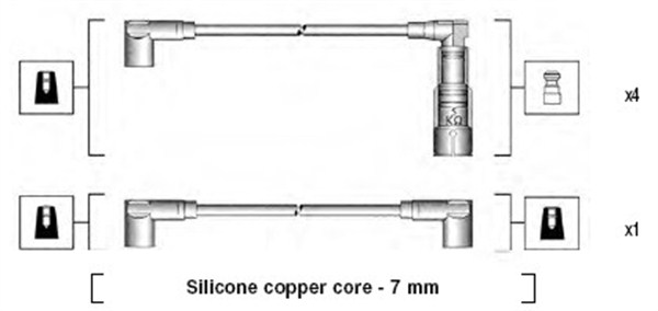 941045200508, Tennplugg kabelsett, Sada kabelů pro zapalování, MAGNETI MARELLI, 60537826, 60537945, 60537946, 60538409, 48647, T015B