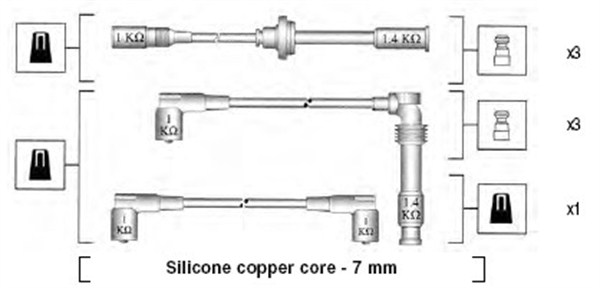 Tennplugg kabelsett - 941045400525 MAGNETI MARELLI - 60565977, 60609831, 60808240