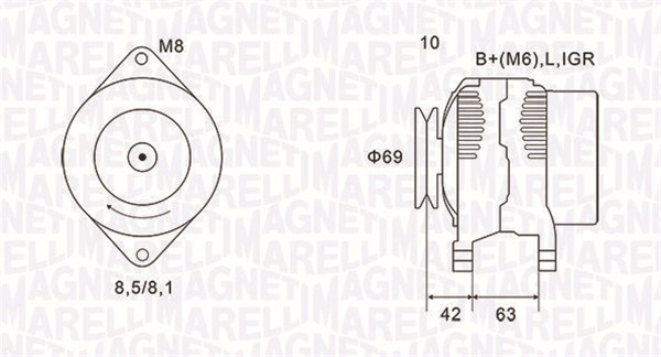 063731600010, Dynamo, Generátor, MAGNETI MARELLI, 219292, 96566262, 96567255, 12060904, 28-5612, 547110652, 553946RI, 9060910, AEK2999, CAL46112AS, DRA0338, LRA02999, TA000A52201