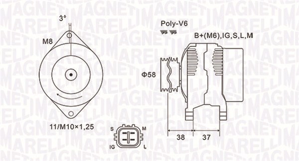 063731889010, Dynamo, Generátor, MAGNETI MARELLI, 270600Q040, 27060-0Q040, 113241, 124225051, 195928090, 2010401.0, 235327902, 28-5824, 301889RI, 443291, CA1889IR, CAL10401, LRA03212, 301889RID, CAL10401AS, 301889RIK