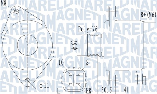 063731930010, Dynamo, Generátor, MAGNETI MARELLI, 27060-0N011, 112890, 12060887, 124225055, 195571090, 2010405.0, 235323902, 28-5733, 301930RI, 9090733, 930615, AEK3121, CA1930IR, CAL10405, LRA03121, 301930RID, 986080470, AEK3123, CAL10405AS