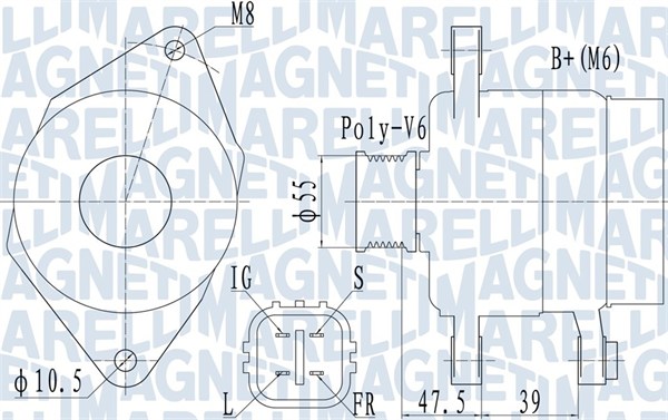 063731942010, Dynamo, Generátor, MAGNETI MARELLI, 270600J061, 27060-0J061, 124225053, 2010403.0, 235326902, 28-5800, 301942RI, 444202, 930622, CA1942IR, CAL10403, LRA03188, CAL10403AS