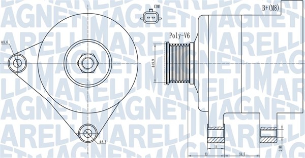 063731945010, Dynamo, Generátor, MAGNETI MARELLI, 8200356669, 8200726639, 124425018, 124425114, 2303061202, 28-5655, 301945RI, 575581120, 8EL738211-961, 9048040, 948040, CAL10399, LRA03044, 124425074, 301945RIB, CA1945IR, 986048040