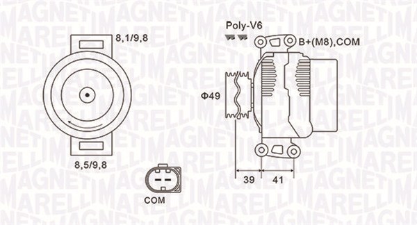 063731953010, Dynamo, Generátor, MAGNETI MARELLI, 12317550968, 12317551256, 12317555926, 7550968, 7551256, 113049, 121715012, 121715112, 2151771802, 215517170, 28-5584, 301953RI, 8EL738212-381, 9090647, AL2220, CAL10377, LRA02970, CA1953IR, CAL10377AS, 986084170, CAL15327, CAL15327AS
