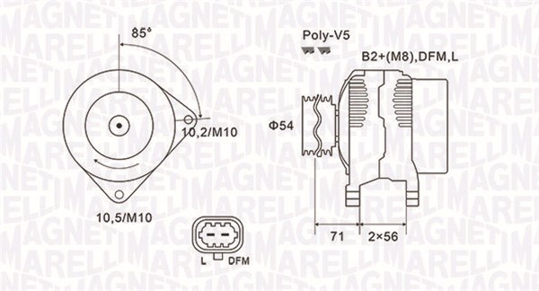 063731960010, Dynamo, Generátor, MAGNETI MARELLI, 13229985, 6204271, 93190829, 12049990, 124425050, 124425249, 2010504.0, 2281861202, 28-6513, 301960RI, 9049990, AEC1960, CA1960IR, CAL10504, LEA0930, LRA03401, 301960RIK, 986049990, CAL10504AS