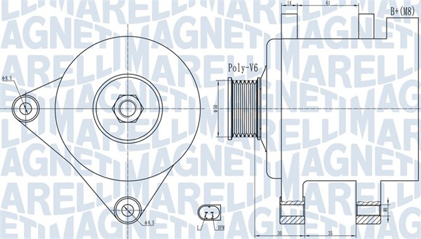 Dynamo - 063732056010 MAGNETI MARELLI - 03C903023H, 03C903023HX, 2015448.1