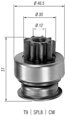 Lite tannhjul, starter - 940113020185 MAGNETI MARELLI - 3132060A10, 96058480, M191T12871