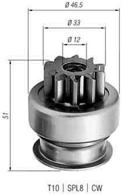 Lite tannhjul, starter - 940113020258 MAGNETI MARELLI - M191T14271, M191T76081