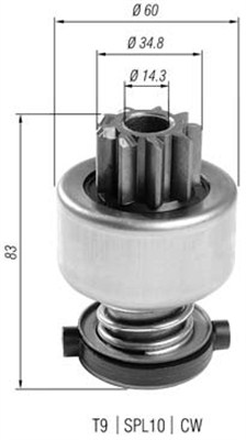 Lite tannhjul, starter - 940113020391 MAGNETI MARELLI - 6033AD0148, 6033AD3120