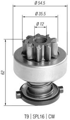 Lite tannhjul, starter - 940113020392 MAGNETI MARELLI - 233835, 6033AD0077, 6033AD1002