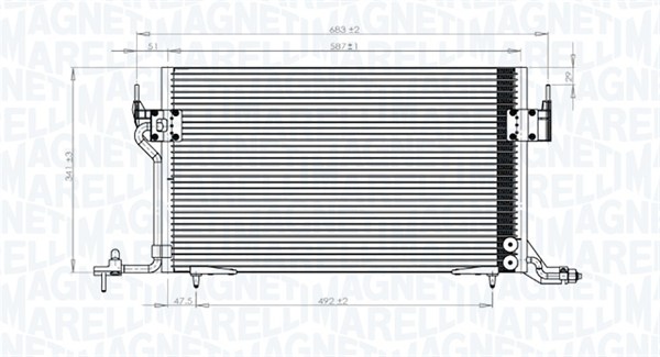 350203838000, Kondensator, klimaanlegg, Kondenzátor, klimatizace, MAGNETI MARELLI, 6455AV, 6455Q9, 6455R0, 6455V9, 0803.3006, 09005100, 35260, 53735, 817230, 8FC351036-401, 94200, CN5100, DCN21010