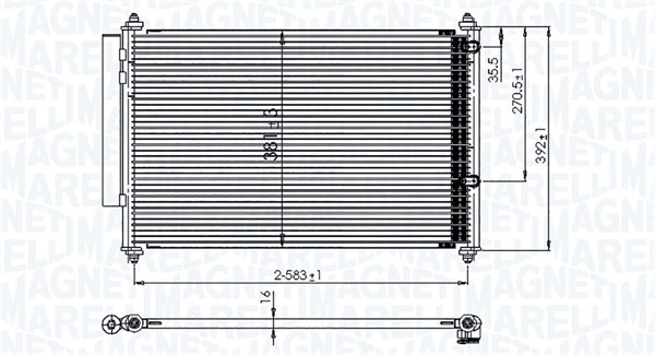 350203850000, Kondensator, klimaanlegg, Kondenzátor, klimatizace, MAGNETI MARELLI, 88460-0D220, 88460-52170, 0815.3061, 1.31.4102.PDH, 350321, 43664, 53005708, 822595, 940489, AC985000S, DCN50058, TO5708D